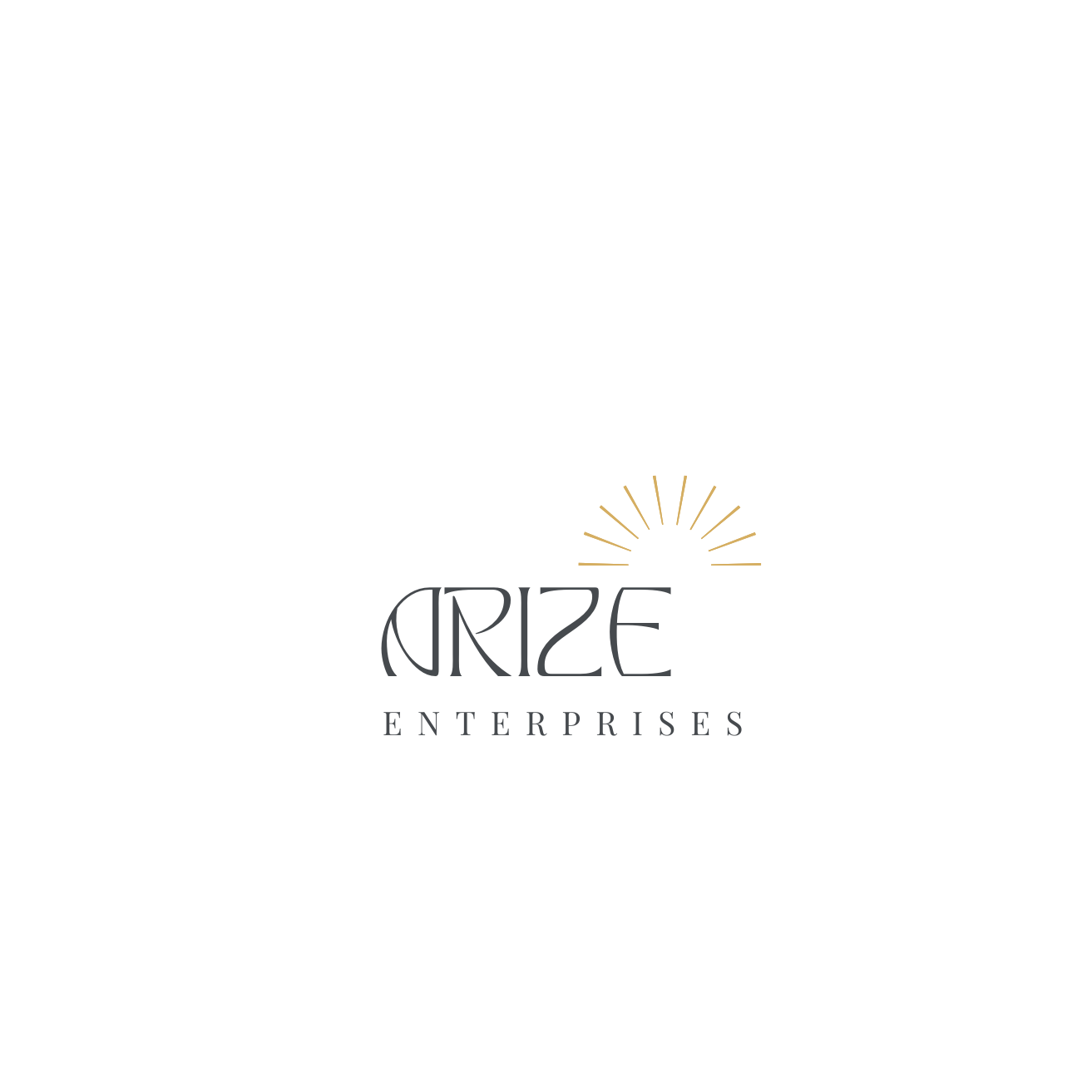 Business logo stating Arize Enterprises with a partial yellow sun rising graphic